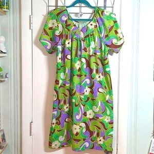 VGUC Vintage Neon Floral Dress Nightgown - Amazing Colors! OFSM S-XL